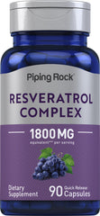 Piping Rock Resveratrol Complex 1800 mg, cápsulas, apoyo diario al bienestar