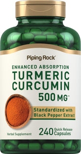 Piping Rock Turmeric Curcumin bottle front for daily wellness routine.