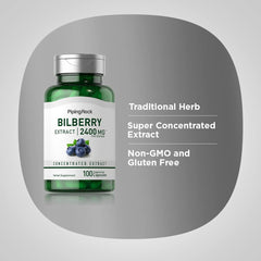 Piping Rock Bilberry Extract capsules; vegetarian formula for easy daily use