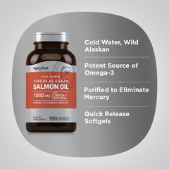 Piping Rock Wild Alaskan Salmon Fish Oil bottle front view on kitchen counter
