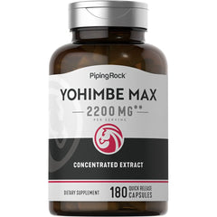 Piping Rock Yohimbe bottle front shows high-potency men formula.