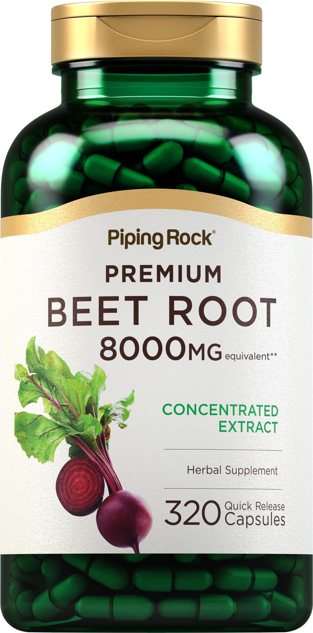 Piping Rock Beet Root Powder Capsules bottle front for daily wellness.