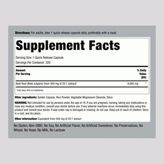 Piping Rock Beet Root Powder Capsules label closeup highlights non-GMO ingredients.