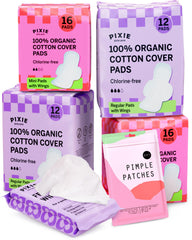 Pixie Cup mini pads with organic cotton cover for lightweight protection.