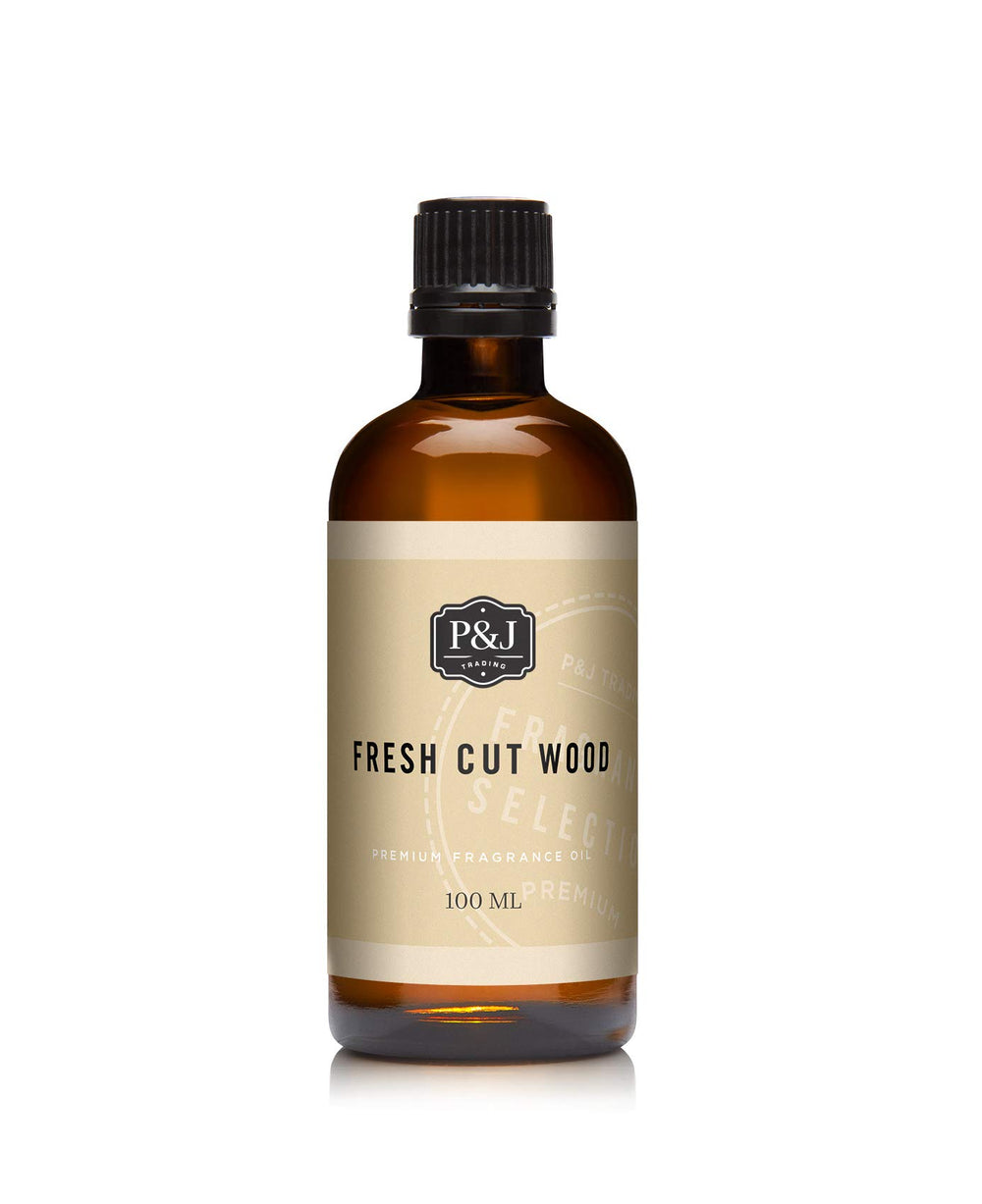P&J Trading Fresh Cut Wood oil in an amber bottle for versatile candle scents