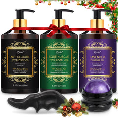 Pjordo 3-pack massage oil lavender bottle for relaxation and sleep.