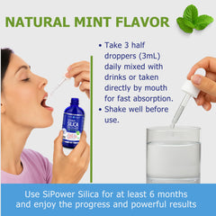 SiPower mint-flavor liquid in a glass bottle.