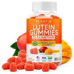 Plant.O Nutrition Lutein and Zeaxanthin Gummies bottle front for daily eye support.