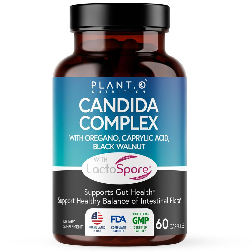 Plant.O Nutrition Potent Candida Cleanse bottle and capsules for gut balance