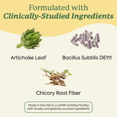 Artichoke leaf extract detail in WonderBiome signals support for digestive comfort.