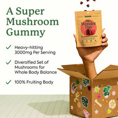 Plant People WonderDay gummies close-up in raspberry flavor for daily energy.