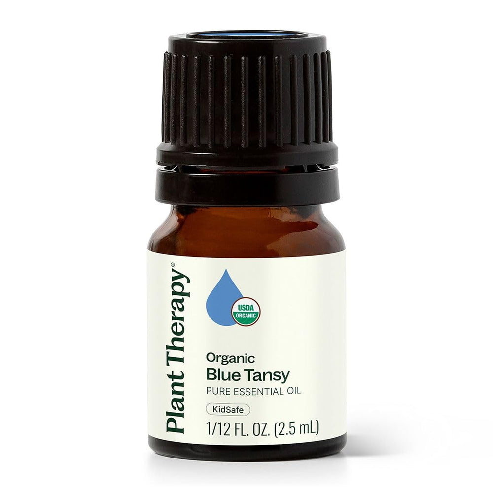Plant Therapy Blue Tansy Organic bottle for calming ambience.