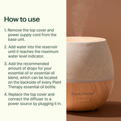Plant Therapy Drift Linen Diffuser cycle mist mode showing intermittent and continuous diffusion options.