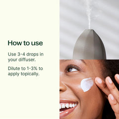 Plant Therapy Frankincense Frereana oil beside diffuser for calming diffusion.