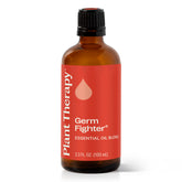 Plant Therapy Germ Fighter bottle label on amber glass preserves purity and aroma.