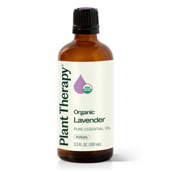 Plant Therapy Organic Lavender Oil bottle shown for calming diffusion at night.