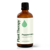 Plant Therapy Peppermint Oil bottle shows purity for diffusion and topical use.