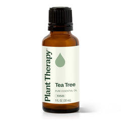 Plant Therapy Tea Tree Oil bottle in amber glass for versatile use.