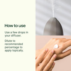 Plant Therapy tea tree oil bottle for skin cleansing and household use.