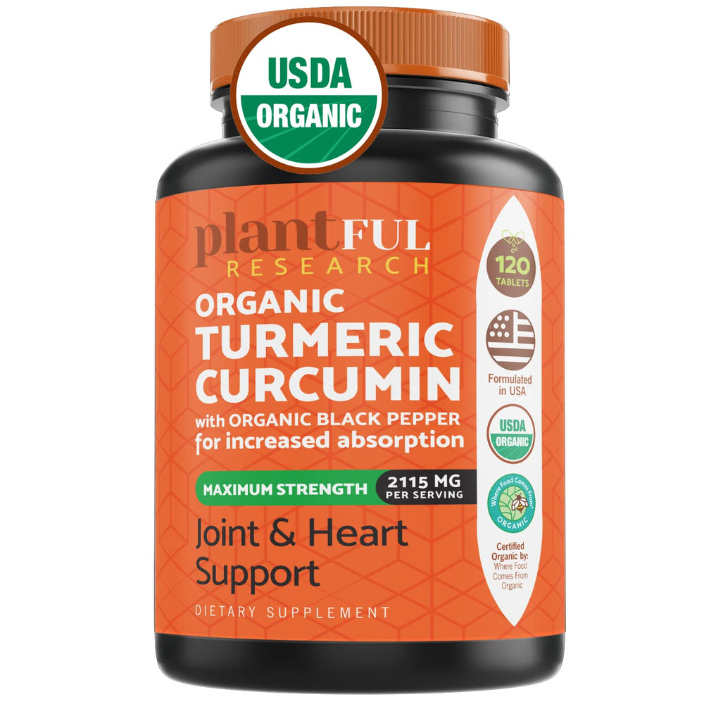 PLANTFUL RESEARCH Organic turmeric bottle ready for daily wellness routine.