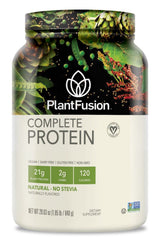 PlantFusion Complete Vegan Protein Powder container showing clean ingredients and protein-packed serving.