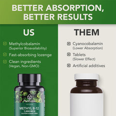 Ingredients panel for PlantFusion vegan B12 methyl lozenge showing non-GMO and gluten-free formula.
