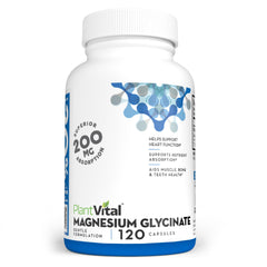PlantVital Magnesium Glycinate bottle shows high absorption formula for daily support.