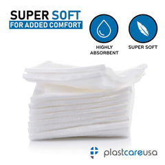 PlastCare USA lint-free gauze close-up reduces stray fibers during use.