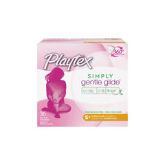 Playtex Gentle Glide 360 tampon with pearlescent applicator for easy insertion and comfort.