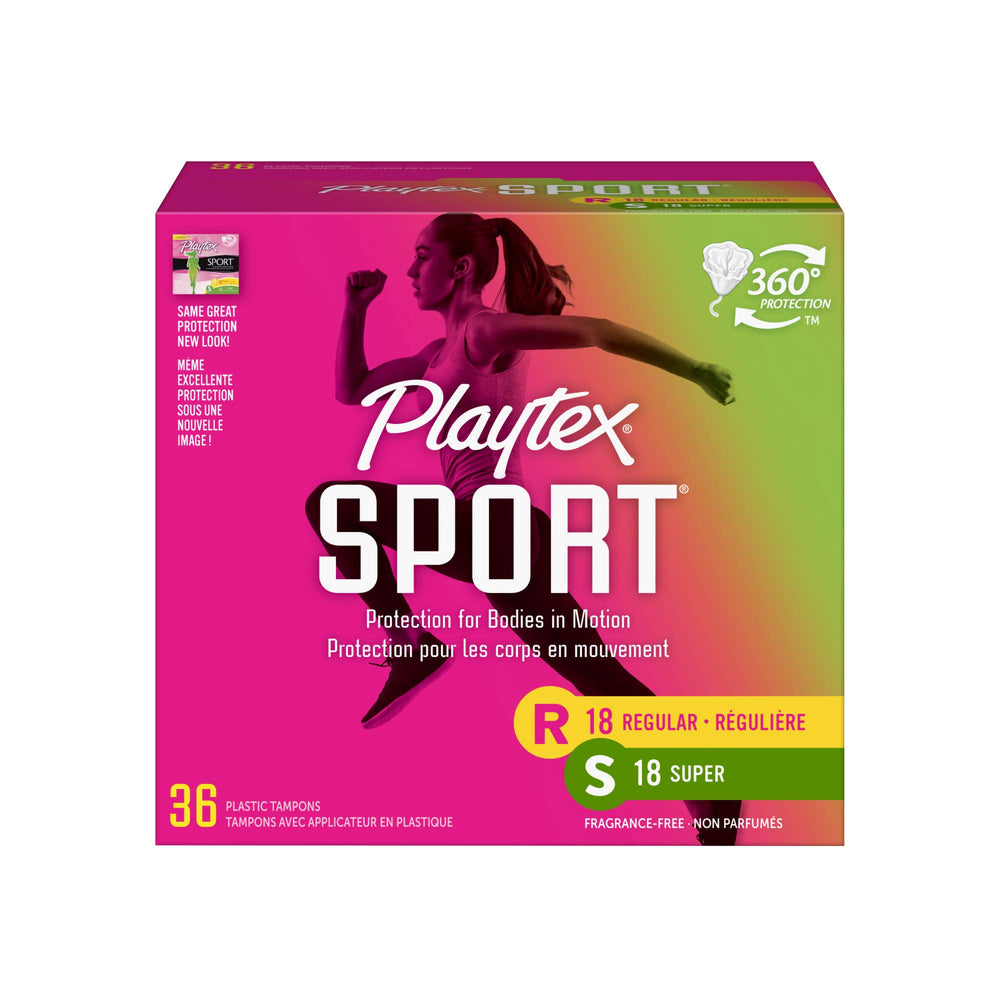 Playtex Sport tampons with Flex-Fit technology for secure activity during workouts