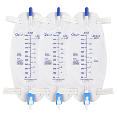 Plceo Easy-Tap Leg Bag 1000ml with anti-reflux valve for secure drainage.