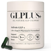 Plus+Ultra GLP-1 supplement bottle for daily wellness support.