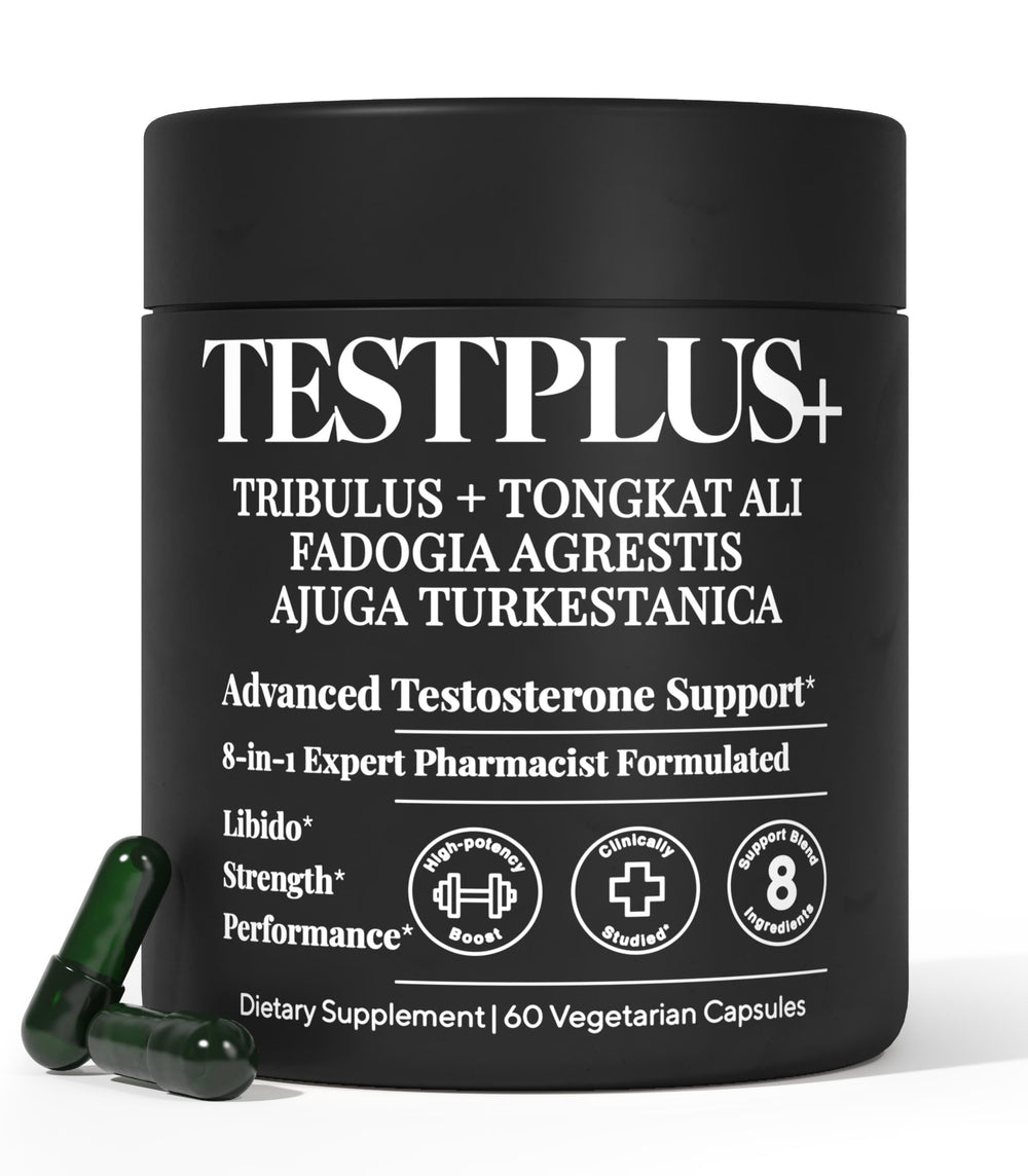 Plus+Ultra TestPlus bottle front showing high-strength formula for daily energy