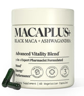 Plus+Ultra Black Maca bottle showcases concentrated maca extract for daily vitality.