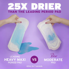 Poise odor-reducing material closeup emphasizing lasting freshness