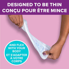 Underwear-ready Poise pad laid flat for secure, discreet fit