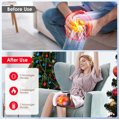 Pokytcox Knee Massager showing three vibration levels for customizable relief.