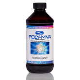 Poly-MVA bottle pour illustrating easy mixing for daily nutritional support.