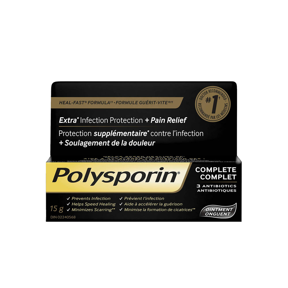 Polysporin Heal-Fast 30g tube ready for first aid use