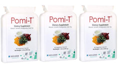 Pomi-T capsules pack close-up offering a convenient daily polyphenol boost for wellness