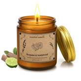 POOTES bergamot-sandalwood amber glass jar for calming home atmosphere.