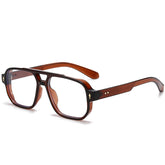 PORADAY blue light blocking glasses, 70s retro square frame, reduce screen glare during long workdays.