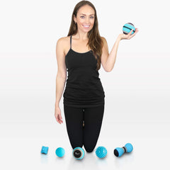 Posture Magic peanut ball fits into shoulder and spine trigger points for release