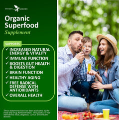 Potent Garden alfalfa beet root tart cherry blend highlights nutrient-rich ingredients
