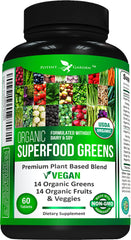 Potent Garden organic greens bottle top view for quick daily energy support