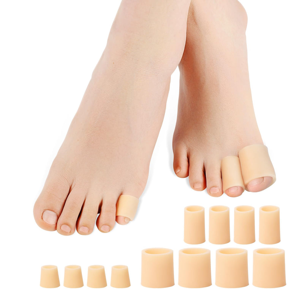 Povihome toe sleeves beige pack-12; comfortable toe protection against friction.