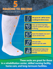 Powbrace edema socks provide all-day wear with a non-binding top.