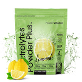 PowderVitamin electrolytes lemonade bottle pour supports on-the-go hydration
