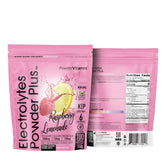 PowderVitamin Electrolytes Raspberry Lemonade pouch highlighting high potassium for hydration