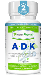 Power By Naturals ADK bottle front view highlights a high-potency vitamin blend for bone support